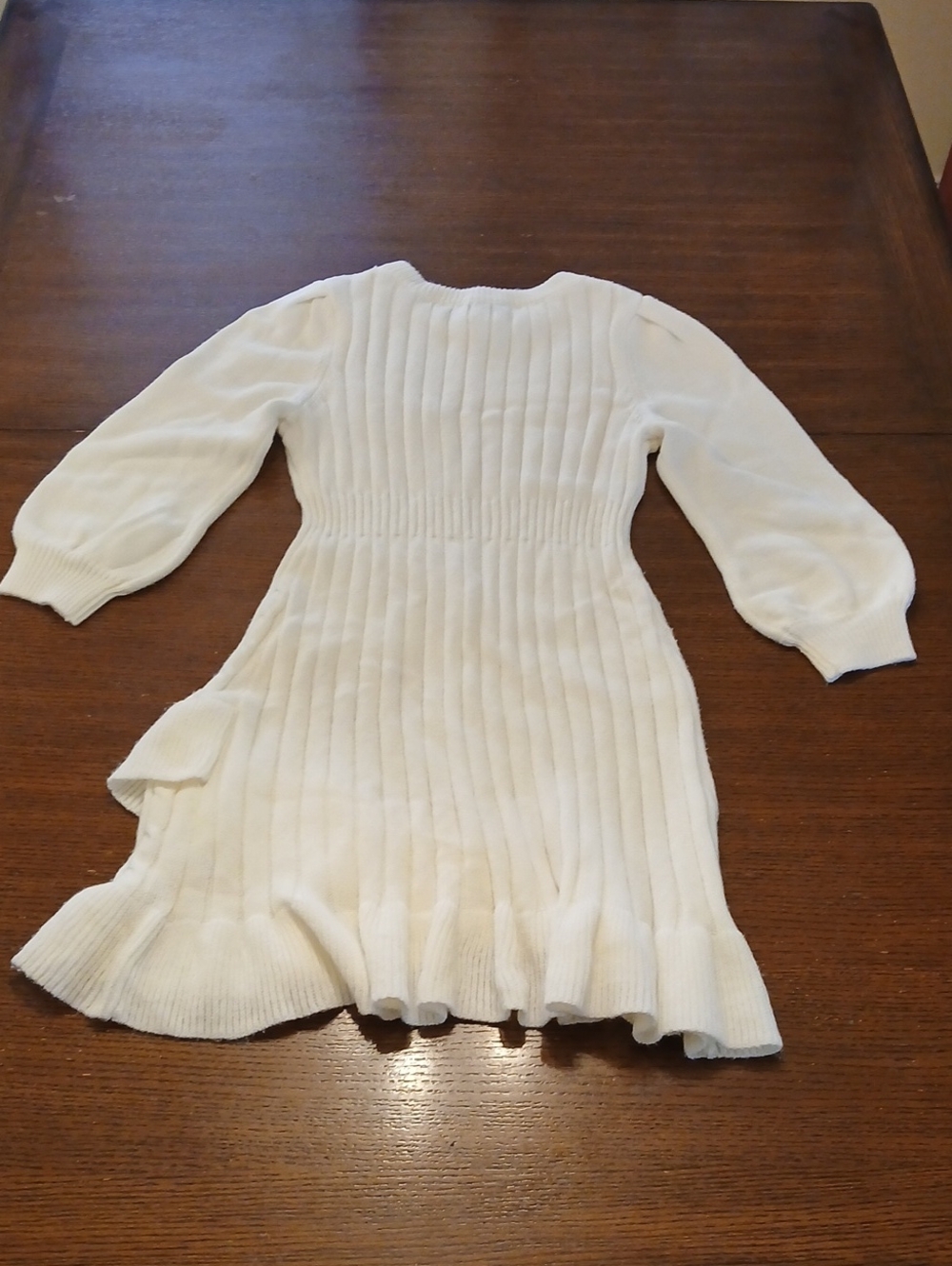 Poppies & Roses Girls Cream Cable-Knit Ruffle Dress - Picture 4 of 6